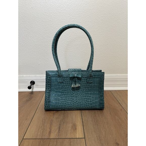 Vintage Liz Claiborne Great Expectations Y2K Teal Croc Embossed Mini Purse Bag - Picture 14 of 14